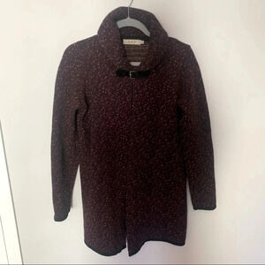A. Ida Wool Blend Sweater Coat Boucle Style Burgendy Size Small